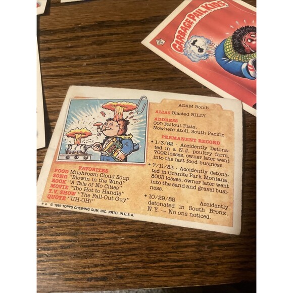 1986 Topps Garbage Pail Kids Lot Of 8 Sting Ray, Dotty Dribble, Terri Cloth - Picture 5 of 6
